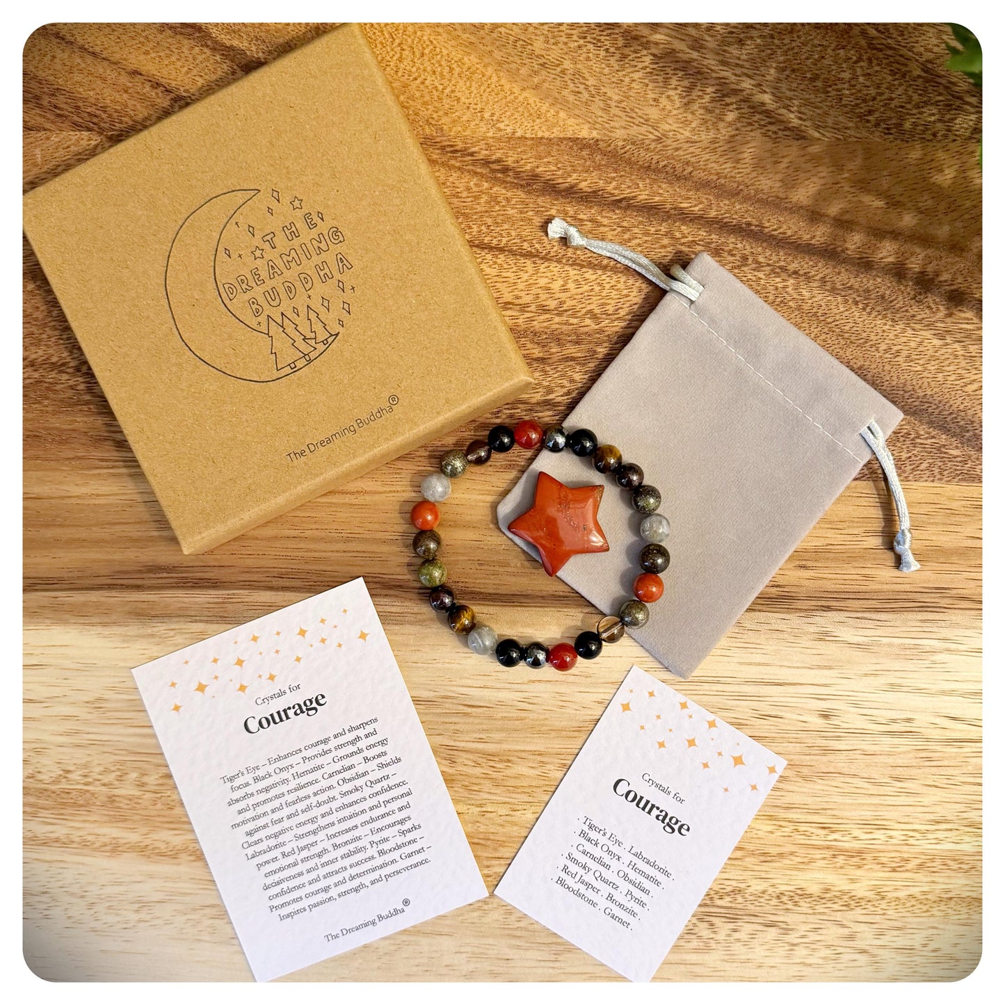 Men's Courage Crystal Bracelet, Bracelet For Fear, Inspirational Crystal Wristband For Him, Motivational Jewellery, Bravery Gift for a Man