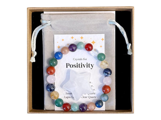 Positivity Crystal Bracelet, Negativity Bracelet, Wellness Jewellery, Positive Thinking Bracelet, Motivational Self Care Gift For Him Her