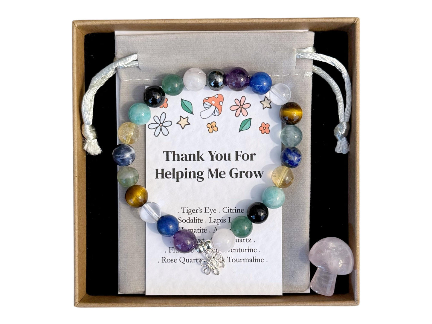 Thank You For Helping Me Grow Bracelet, Teacher Appreciation Gift, Nanny Nursery Keyworker Present, Grandparent Childminder Keepsake