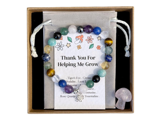 Thank You For Helping Me Grow Bracelet, Teacher Appreciation Gift, Nanny Nursery Keyworker Present, Grandparent Childminder Keepsake