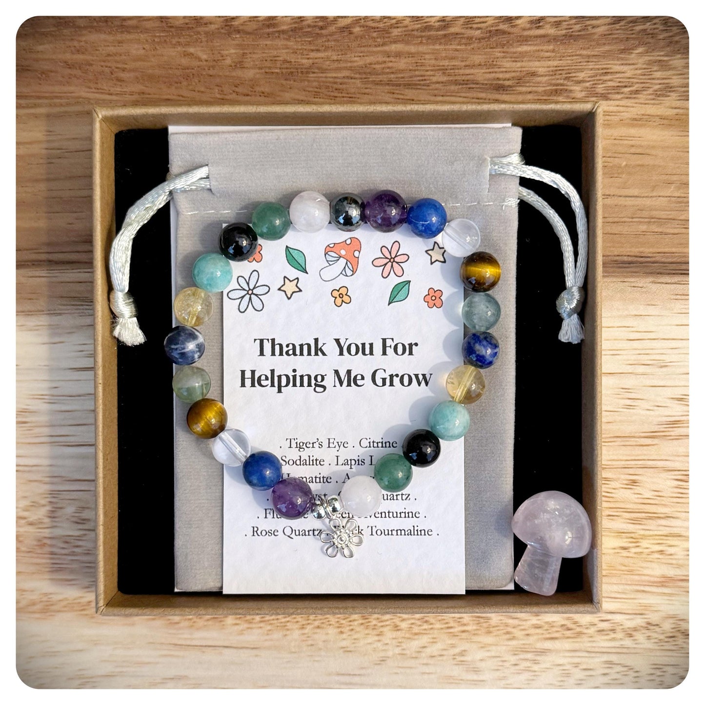 Thank You For Helping Me Grow Bracelet, Teacher Appreciation Gift, Nanny Nursery Keyworker Present, Grandparent Childminder Keepsake