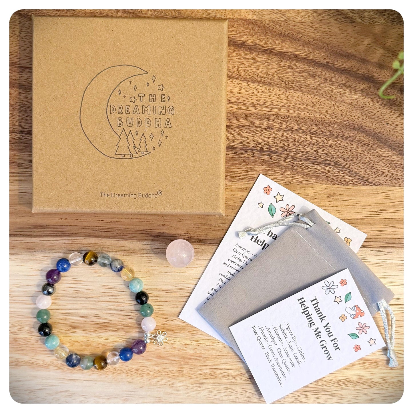 Thank You For Helping Me Grow Bracelet, Teacher Appreciation Gift, Nanny Nursery Keyworker Present, Grandparent Childminder Keepsake