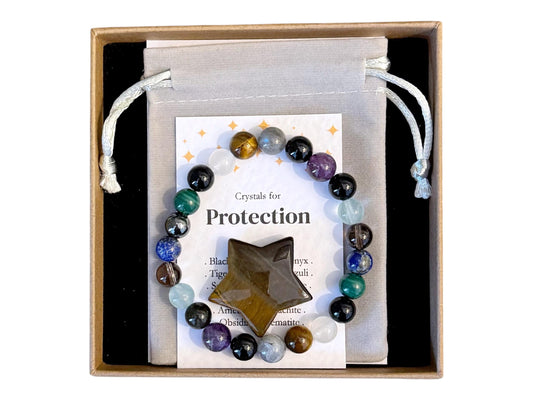 Women's Protection Crystal Bracelet, Jewellery For Negative Energy, Protective Empath Crystals, Mental Health Support Gift For Friend