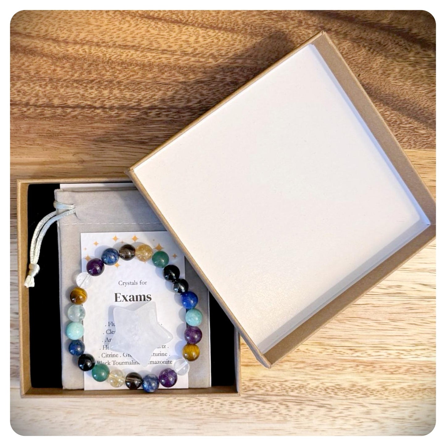 Crystal Exam Bracelet, Student Good Luck Gift, Test Anxiety Relief Crystals, Academic Success, Exam Confidence, Study Aid For Him Her