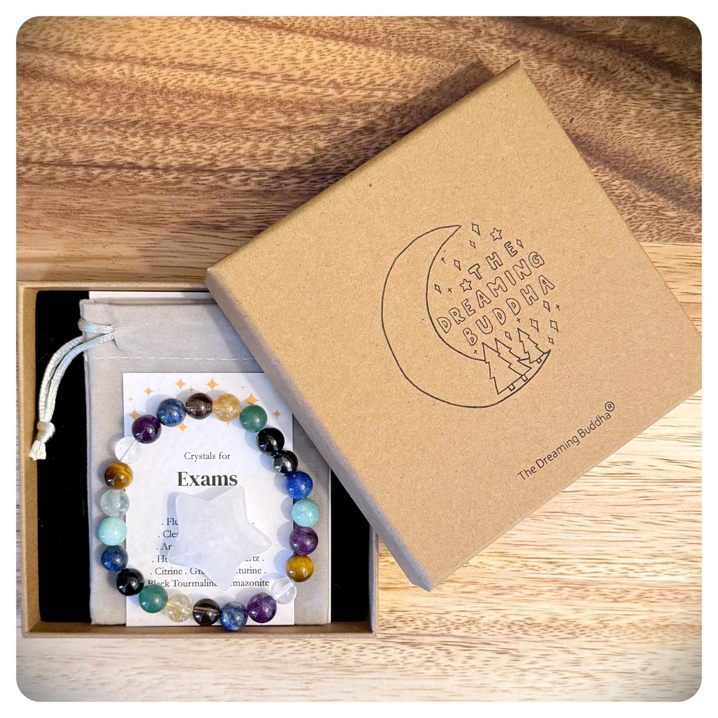 Crystal Exam Bracelet, Student Good Luck Gift, Test Anxiety Relief Crystals, Academic Success, Exam Confidence, Study Aid For Him Her