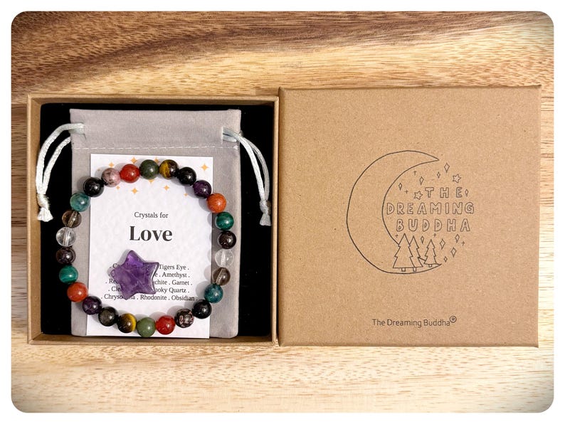 Love Crystal Bracelet with Gift Box, Beaded Bracelets For Him , Anniversary Valentines Wedding Gifts For Him