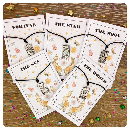 Personalised Tarot Card Necklace, Silver Festival Jewellery, Mystic Tarot Choker, Sun Moon Star Fortune World Tarot Pendant Necklace