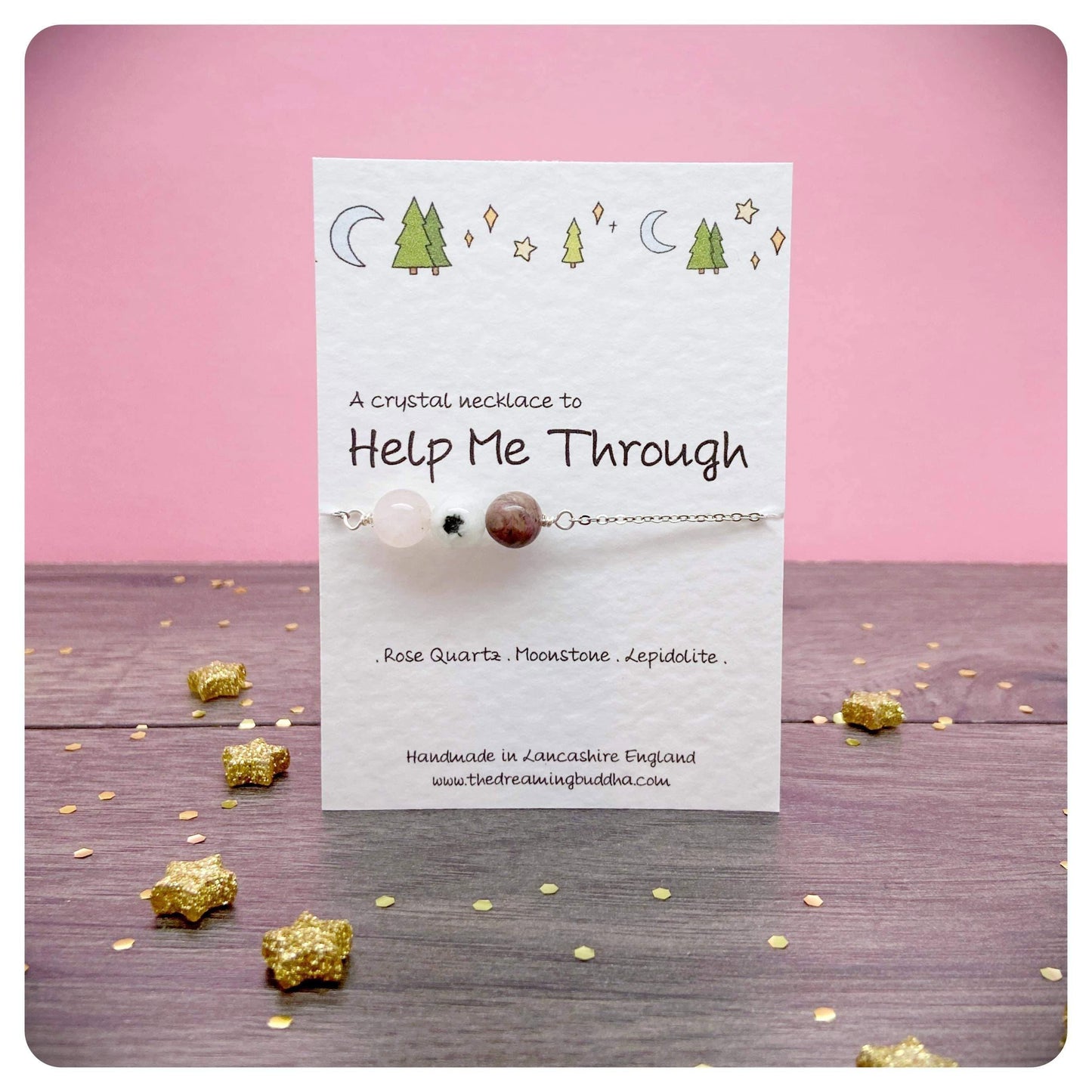 Mental Health Crystal Necklace, Feel Better Gift For Yourself, Anxiety Worry Support, Self Belief Gemstone Jewellery For Women