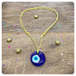 Glass Evil Eye Necklace, Handmade Turkish Eye Necklace, Long Protection Pendant Necklace, Adjustable Cord Nazar Necklace, Good Luck Pendant
