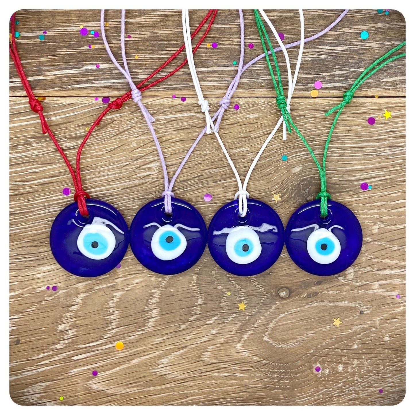 Glass Evil Eye Necklace, Handmade Turkish Eye Necklace, Long Protection Pendant Necklace, Adjustable Cord Nazar Necklace, Good Luck Pendant
