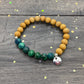 Natural Azurite and Wood Bracelet, Personalised Beaded Wooden Aromatherapy Bracelet, Positivity Azurite Beaded Crystal Bracelet