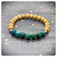 Natural Azurite and Wood Bracelet, Personalised Beaded Wooden Aromatherapy Bracelet, Positivity Azurite Beaded Crystal Bracelet