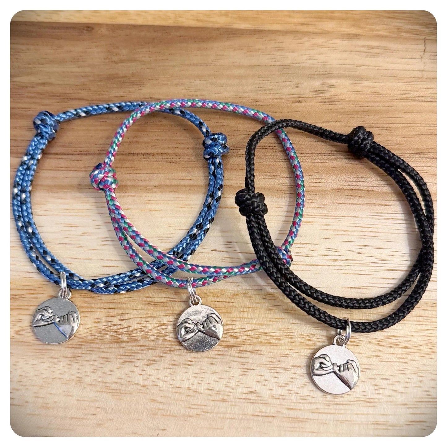 Personalised Pinky Promise Bracelet For Him Her Couples Friendship Bracelets Recycled Paracord Eco Friendly Valentines Birthday Gift