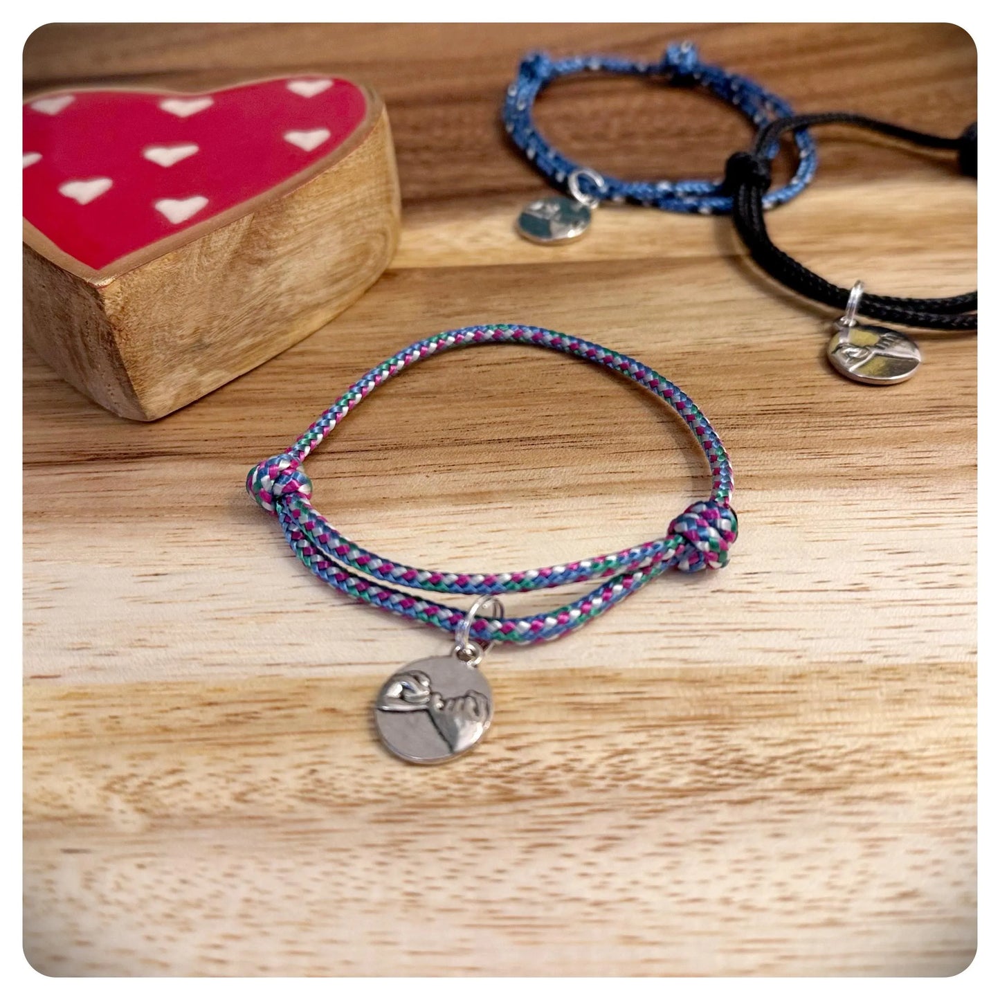 Personalised Pinky Promise Bracelet For Him Her Couples Friendship Bracelets Recycled Paracord Eco Friendly Valentines Birthday Gift