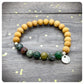 Rainbow Jasper & Cedarwood Beaded Bracelet, Unisex Wooden Jewellery For Motivation, Men's Women's Crystal and Wood Stretch Yoga Bracelet