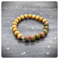 Personalised Unakite Crystal & Wood Beaded Stretch Bracelet, Men's Women's Fertility Bracelet, Unakite Wooden Diffuser Bracelet