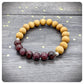 Red Garnet Crystal & Wood Bracelet For Self Love And Confidence, Unisex Plain Wooden Bracelet With Gemstones, Personalised Stretch Bracelet