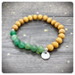 Personalised Aventurine Wooden Stretch Bracelet, Good Luck Jewellery, Elasticated Crystal & Wood Fortune Bracelet, Personalised Lucky Gift