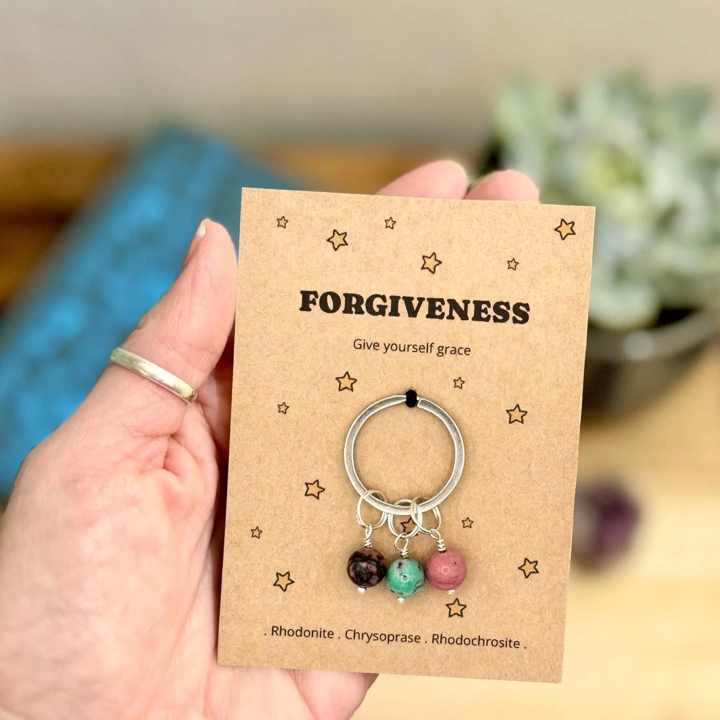 Self Forgiveness Crystal Keyring, Be Kind to Yourself Gift, Personal Growth Keepsake, Healing Journey Keyring