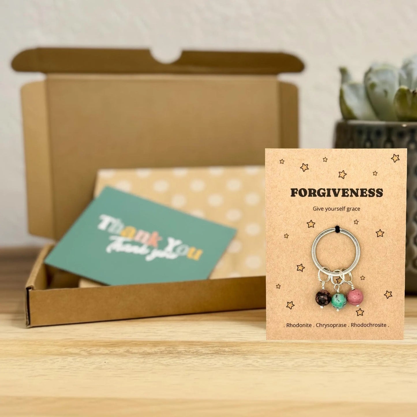 Self Forgiveness Crystal Keyring, Be Kind to Yourself Gift, Personal Growth Keepsake, Healing Journey Keyring