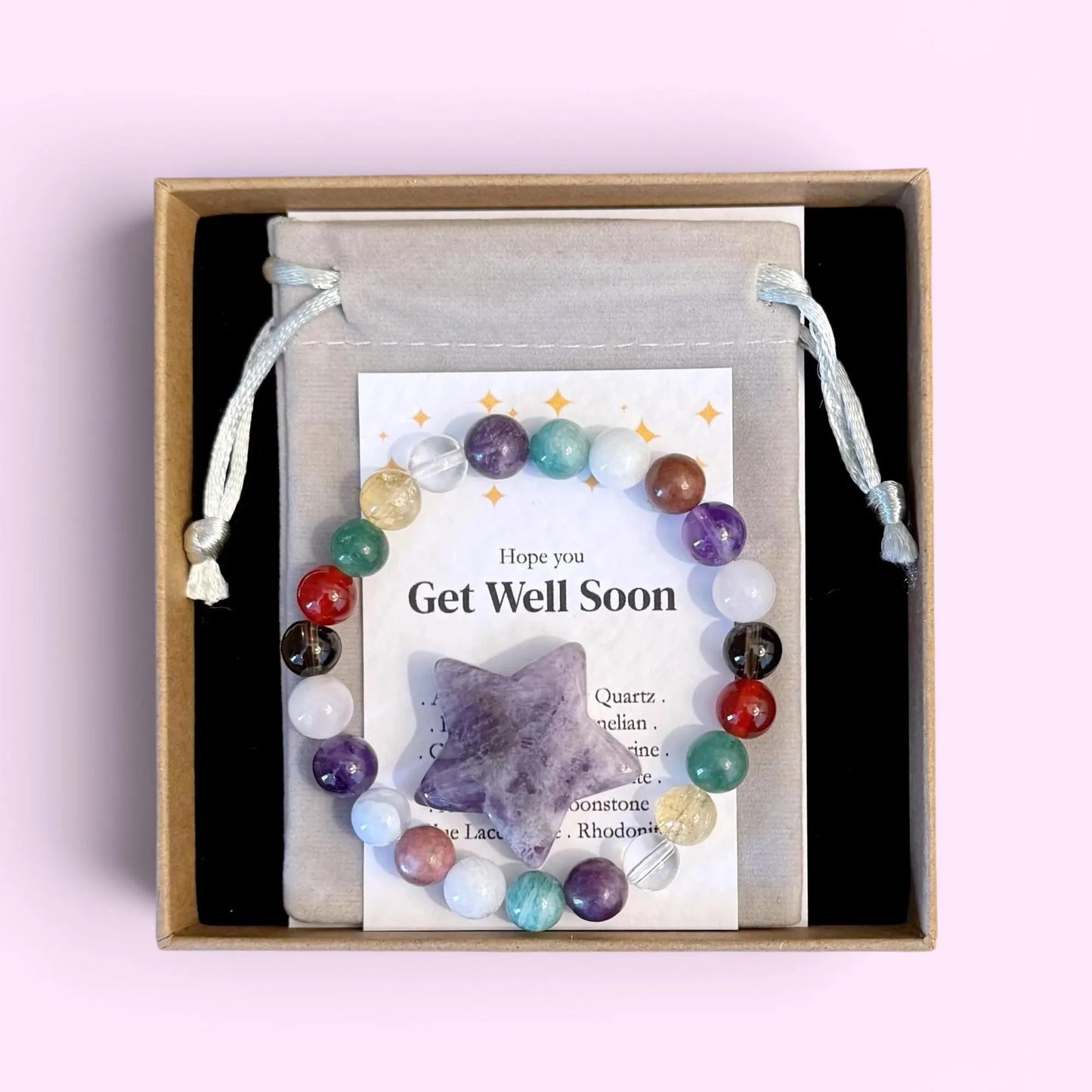 Get Well Soon Crystal Bracelet Thinking Of You Gift