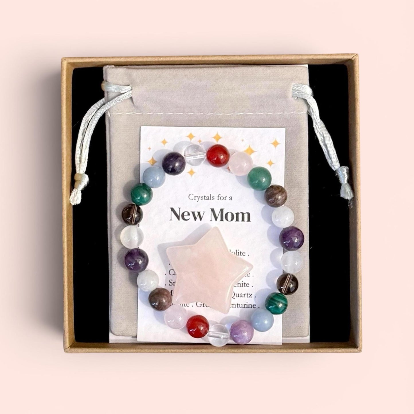 New Mom Crystal Bracelet, Daughter New Baby Gift, Postpartum Support Crystals, Baby Shower Gift, First Mother's Day Gift