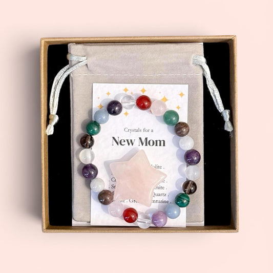 New Mom Crystal Bracelet, Daughter New Baby Gift, Postpartum Support Crystals, Baby Shower Gift, First Mother's Day Gift