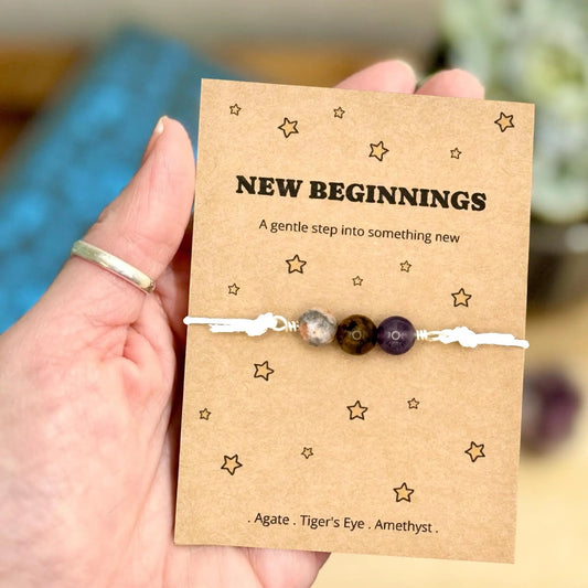 New Beginnings Gift For Her, Next Chapter Bracelet, Fresh Start Gift, New Job Gift, Personalised Crystal Wish Bracelet