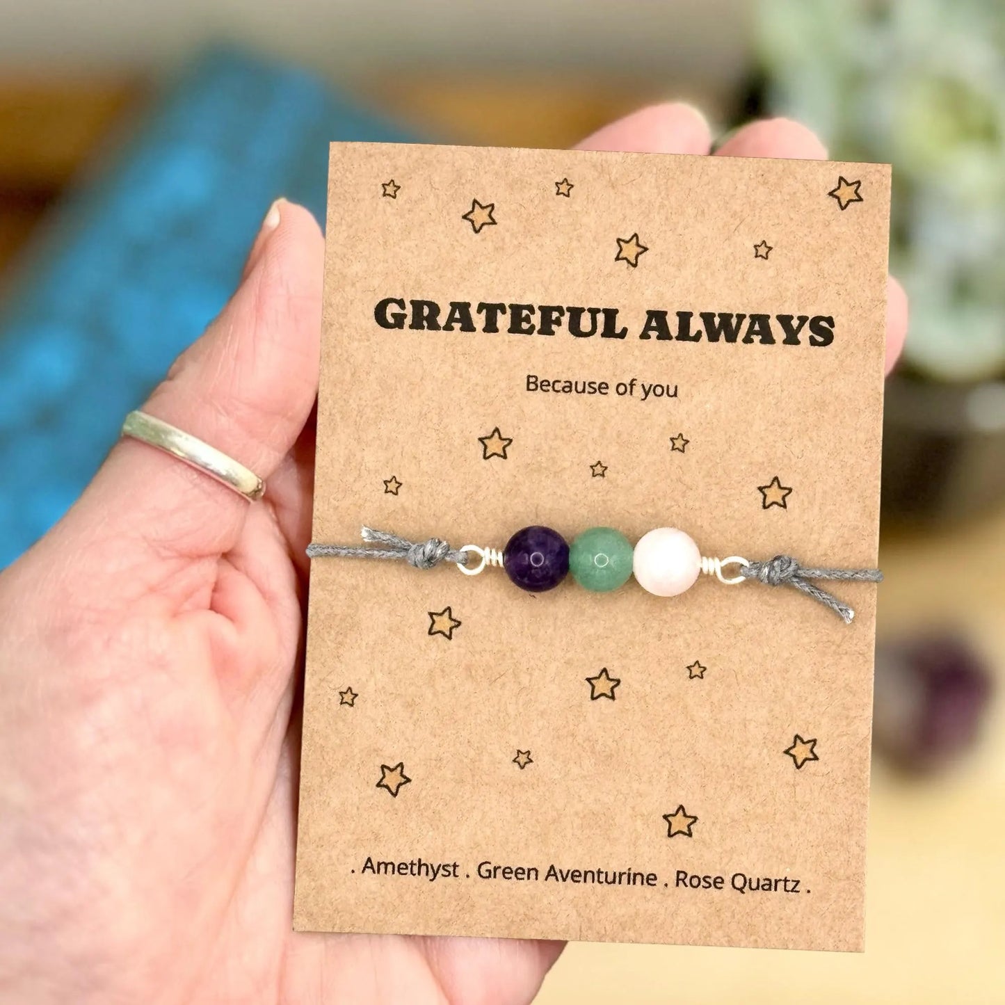 Personalised Thank You Wish Bracelet, Grateful Always Crystal Appreciation Gift, Coach Trainer Teacher Mentor Keepsake