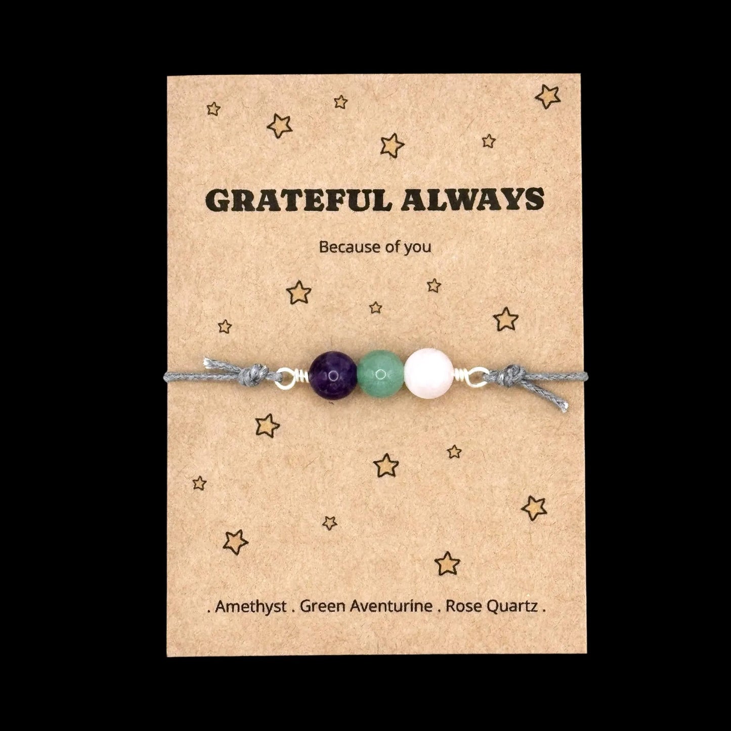 Personalised Thank You Wish Bracelet, Grateful Always Crystal Appreciation Gift, Coach Trainer Teacher Mentor Keepsake