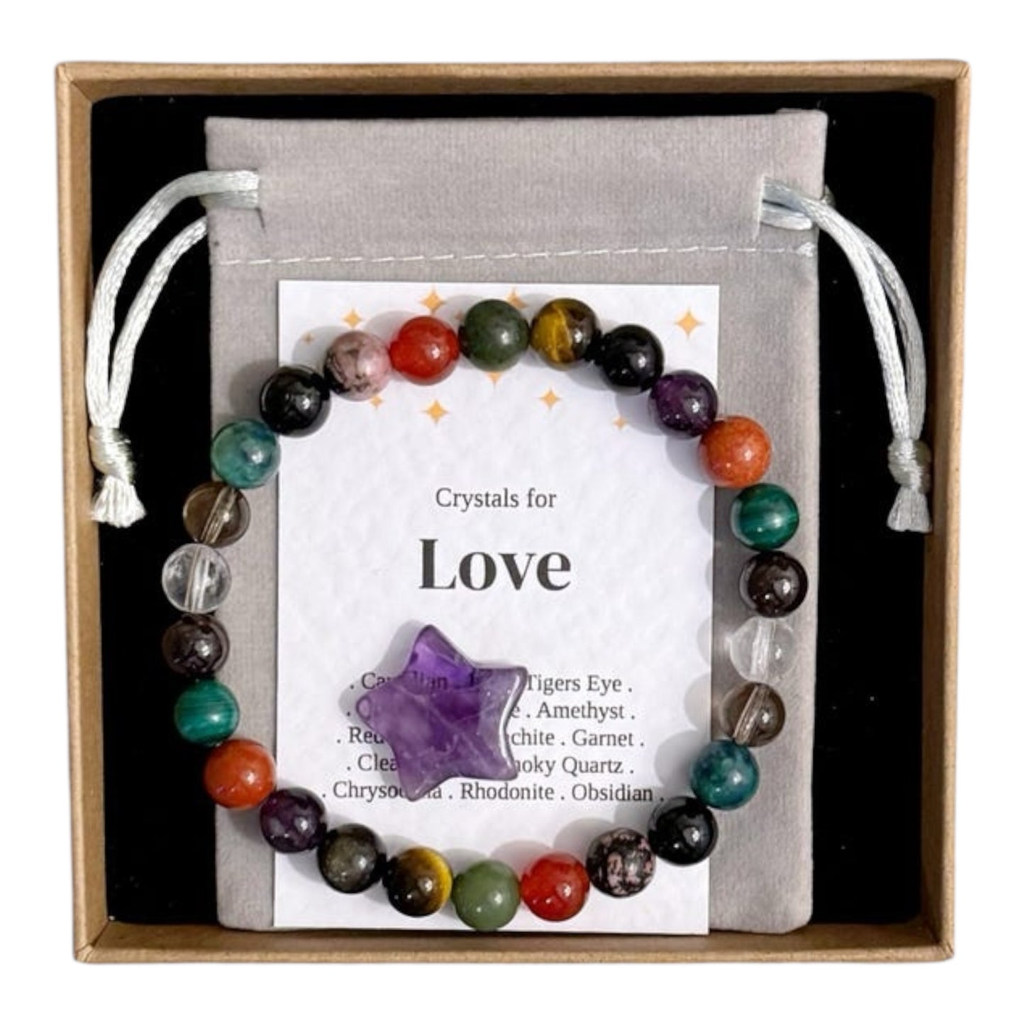 Love Crystal Bracelet with Gift Box, Beaded Bracelets For Him , Anniversary Valentines Wedding Gifts For Him