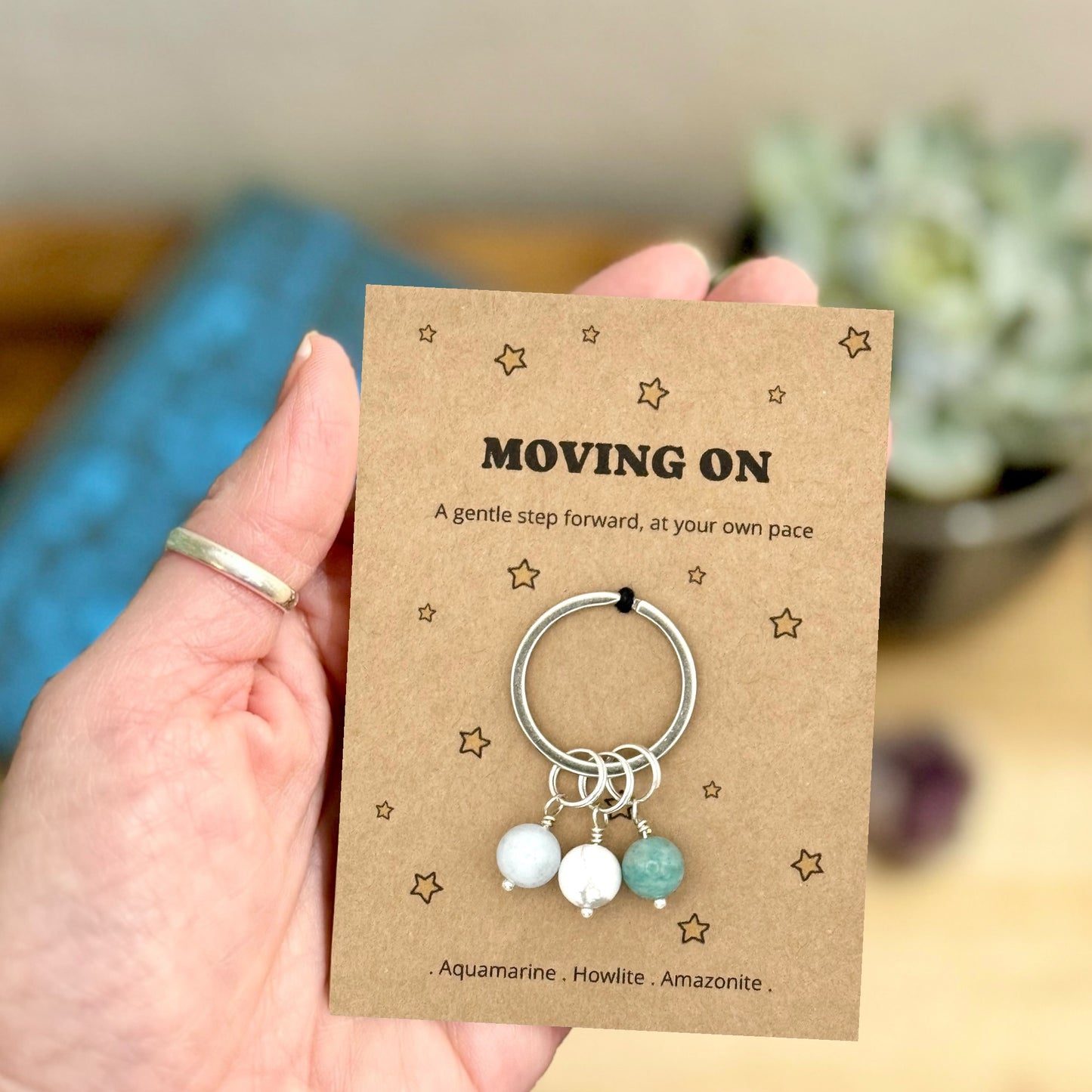 Moving On Keyring, Personalised Keepsake Gift, Breakup Support, Bereavement or Career Change Gift, Letterbox Gift