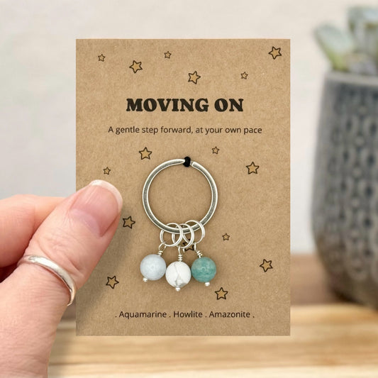 Moving On Keyring, Personalised Keepsake Gift, Breakup Support, Bereavement or Career Change Gift, Letterbox Gift