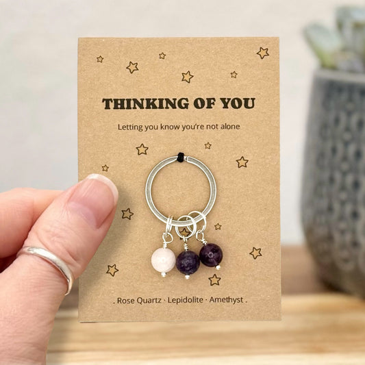 Thinking Of You Gift For Her, Emotional Support Crystal Keyring, Cheer Up Keepsake, Get Well Soon Keychain, Letterbox Gift