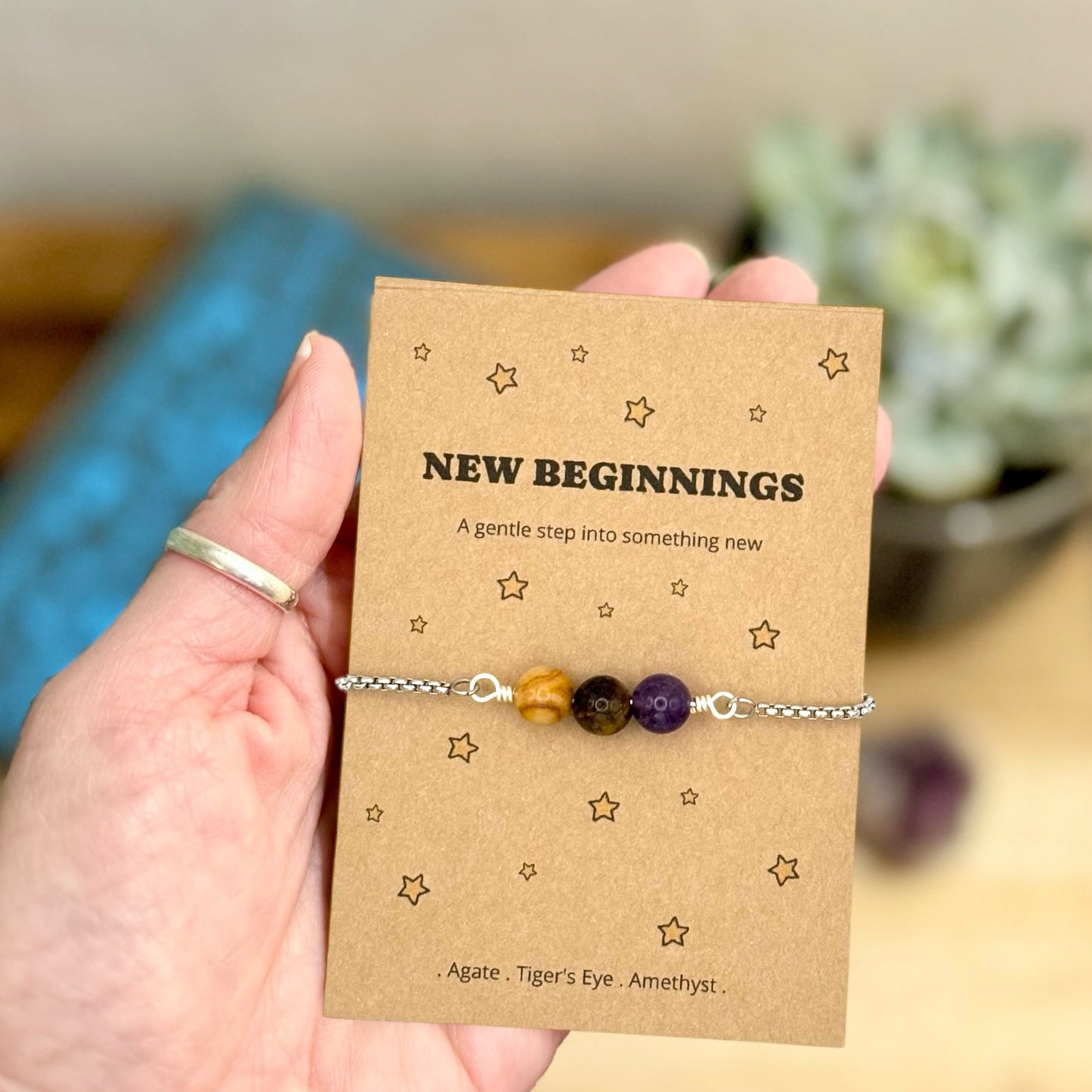 New Beginnings Gift For Her, Next Chapter Bracelet, Fresh Start Gift, New Job Gift, Personalised Crystal Wish Bracelet