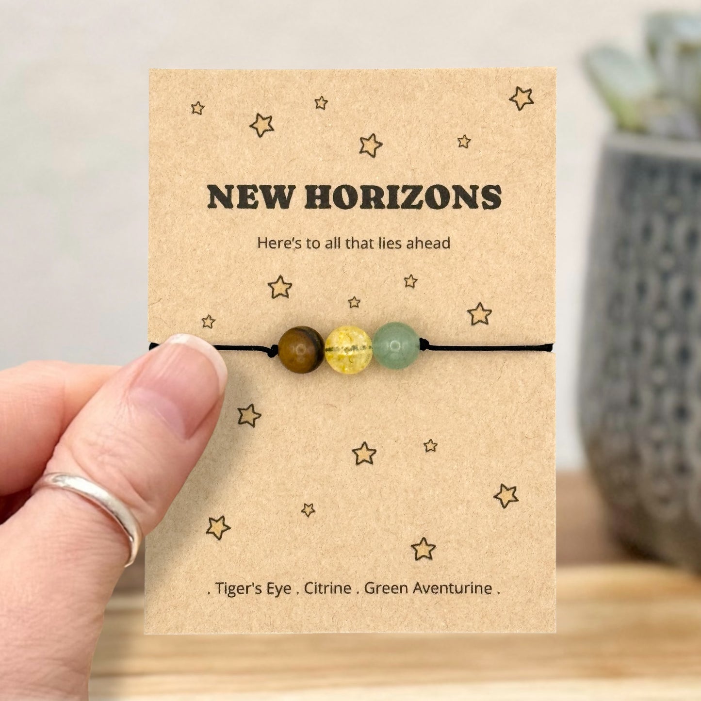 Personalised New Horizons Wish Bracelet Card, New Job Gift, Retirement Keepsake, New Chapter Jewellery, Letterbox Gift