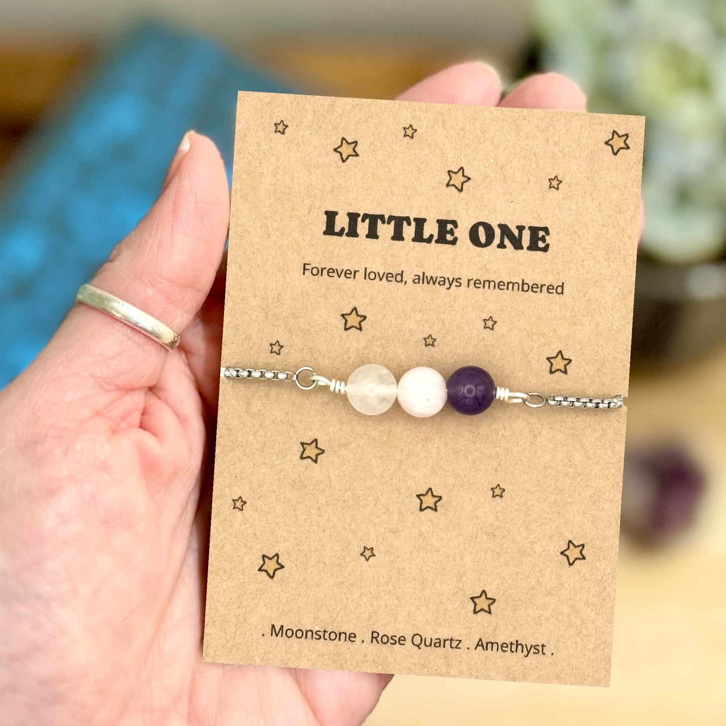 Angel Baby Bracelet, Little One Memorial Gift, Stillborn Remembrance, Loss of Child Keepsake, Personalised Crystal Wish Bracelet