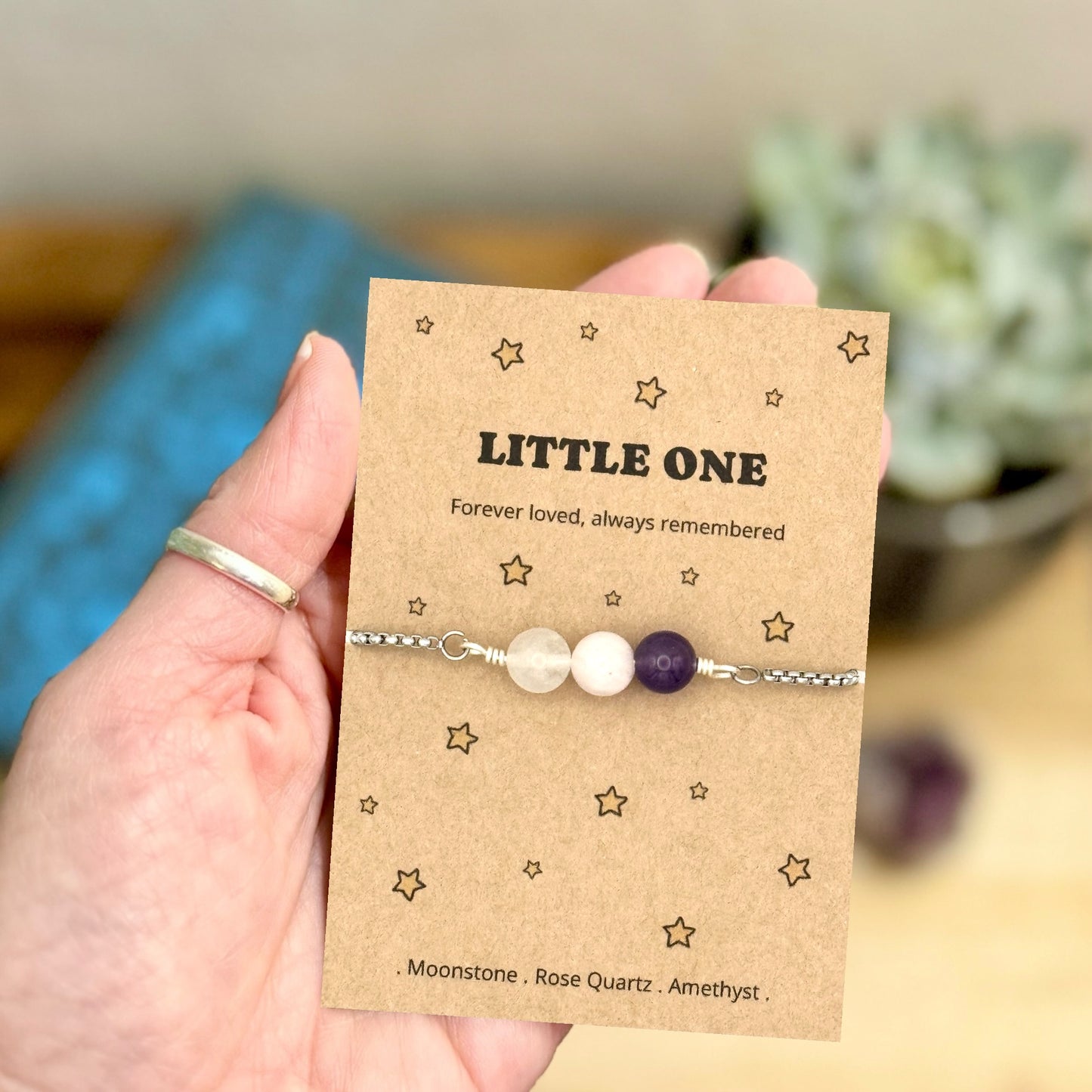 Angel Baby Bracelet, Little One Memorial Gift, Stillborn Remembrance, Loss of Child Keepsake, Personalised Crystal Wish Bracelet