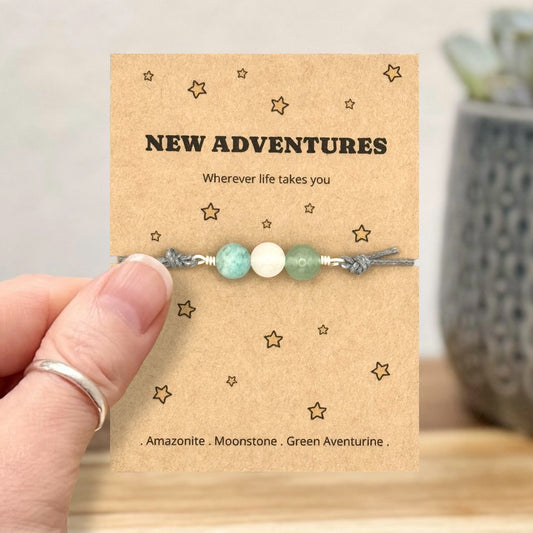 Personalised New Adventures Bracelet Good Luck Leaving Gift UK