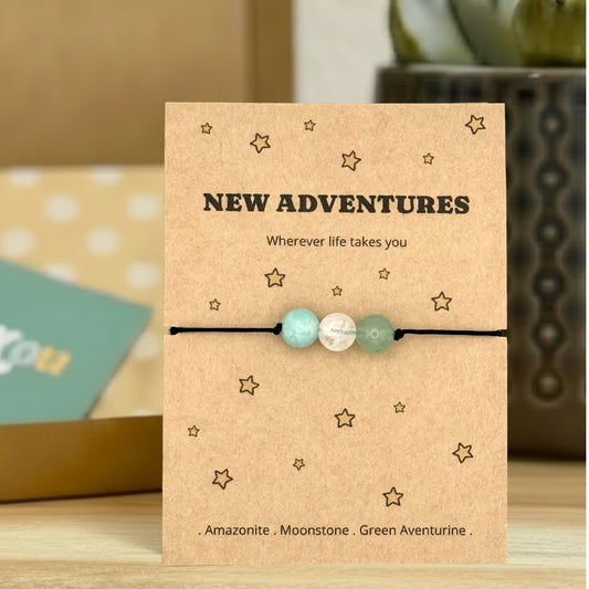 Personalised New Adventures Bracelet Good Luck Leaving Gift UK