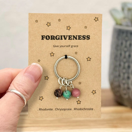 Self Forgiveness Crystal Keyring, Be Kind to Yourself Gift, Personal Growth Keepsake, Healing Journey Keyring