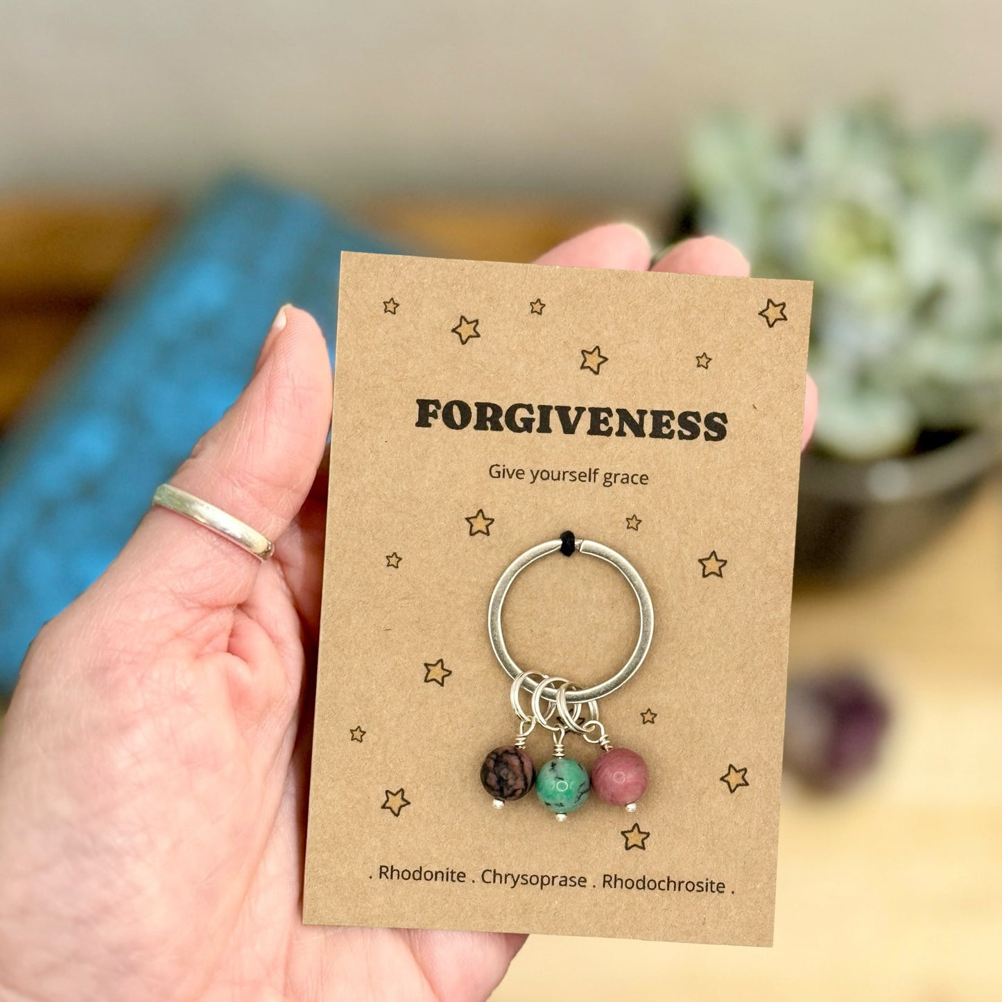 Self Forgiveness Crystal Keyring, Be Kind to Yourself Gift, Personal Growth Keepsake, Healing Journey Keyring