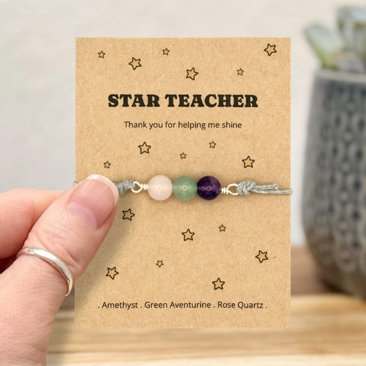 Star Teacher Thank You Bracelet, Teacher Gift for Her, End of Term Keepsake, Teaching Assistant Gift