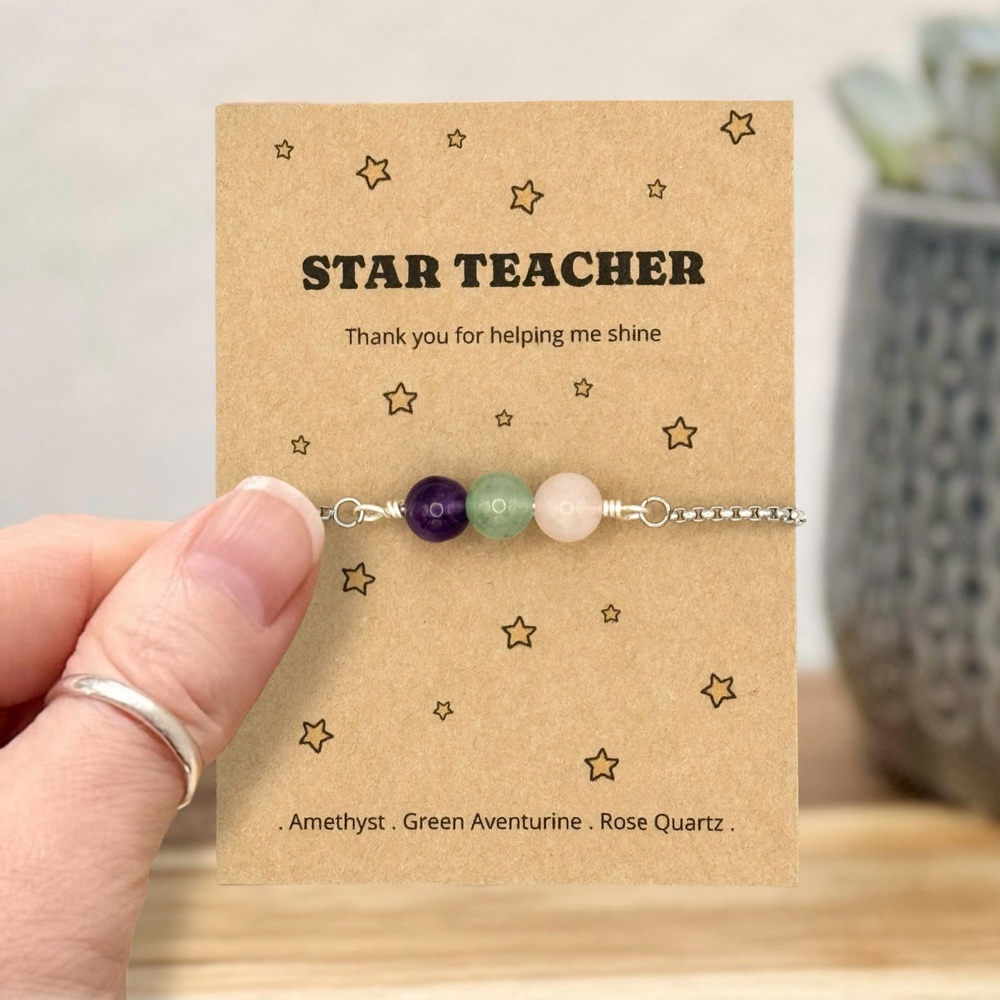 Star Teacher Thank You Bracelet, Teacher Gift for Her, End of Term Keepsake, Teaching Assistant Gift