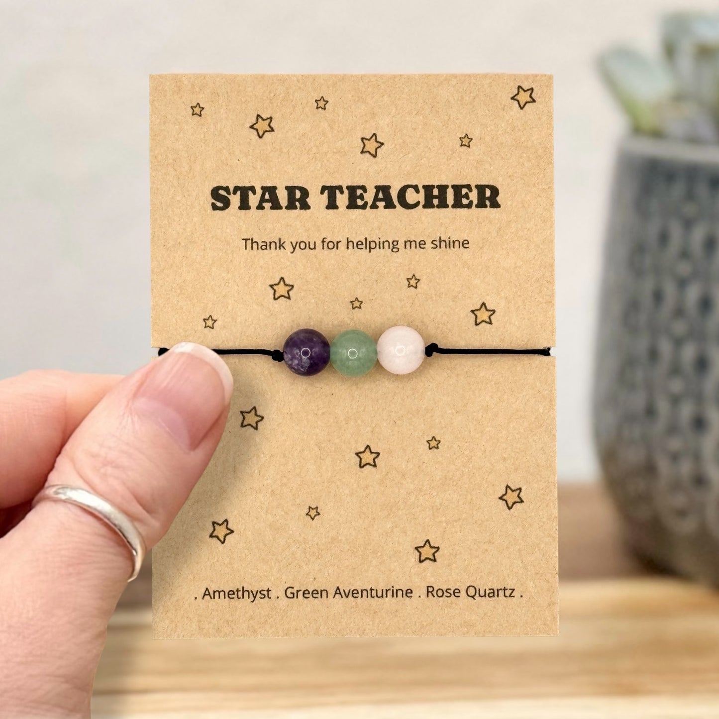 Star Teacher Thank You Bracelet Card, Primary School Teacher Gift, Personalised Teaching Assistant Keepsake, End of Term TA Gift