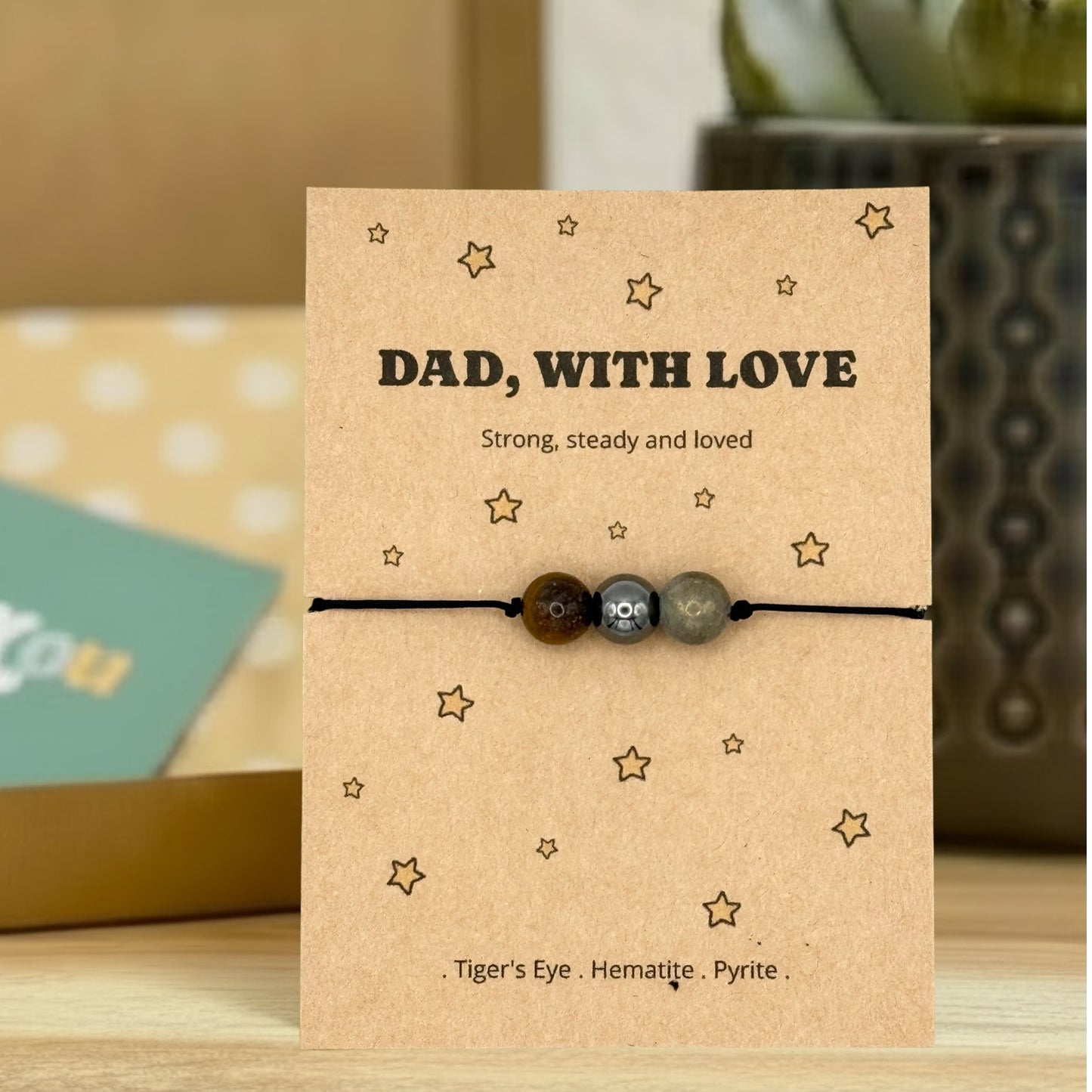 Dad Bracelet Gift, Father’s Day Gift for Dad, Men’s Bracelet, Dad Birthday Gift, Keepsake Card, Personalised Gift for Him