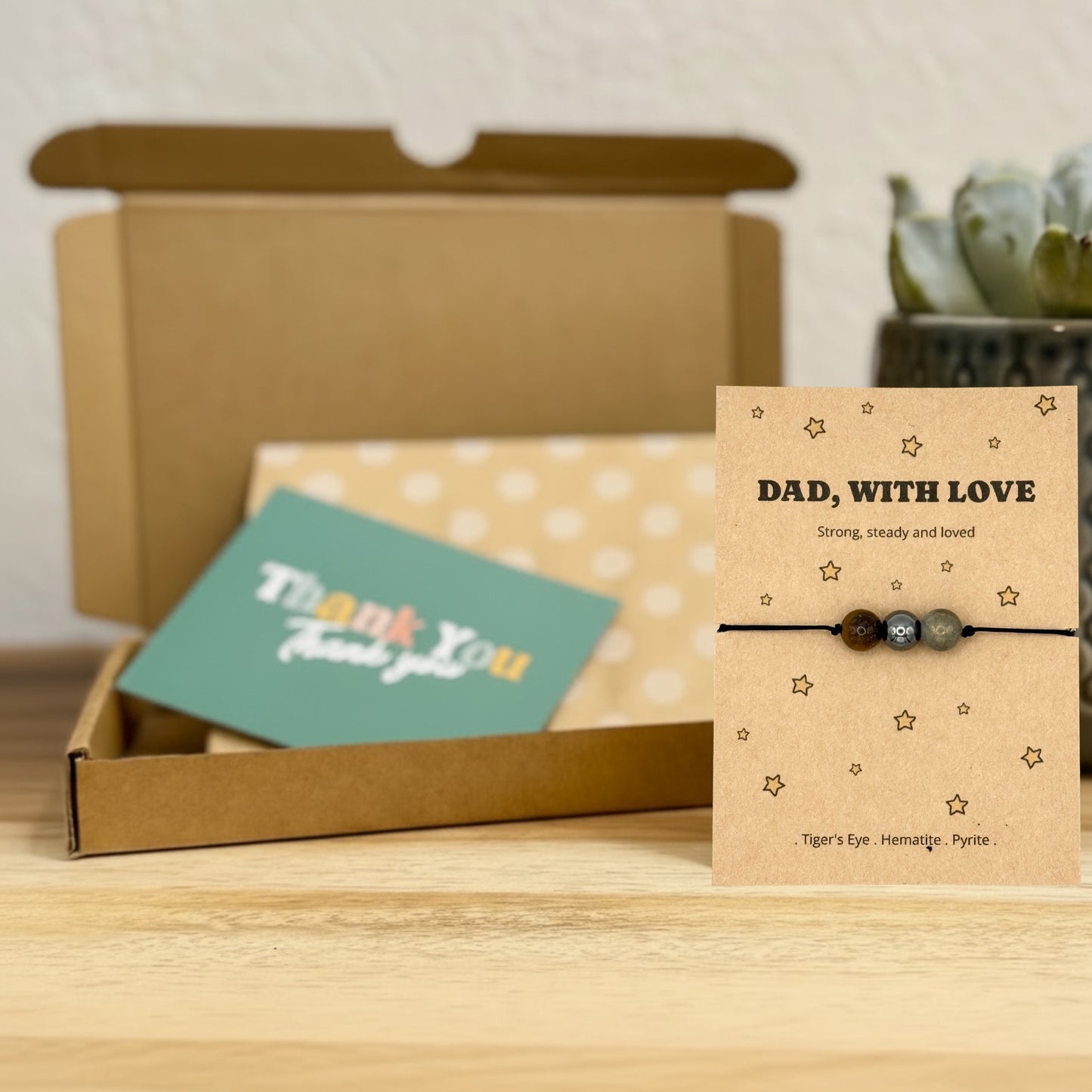 Dad Bracelet Gift, Father’s Day Gift for Dad, Men’s Bracelet, Dad Birthday Gift, Keepsake Card, Personalised Gift for Him