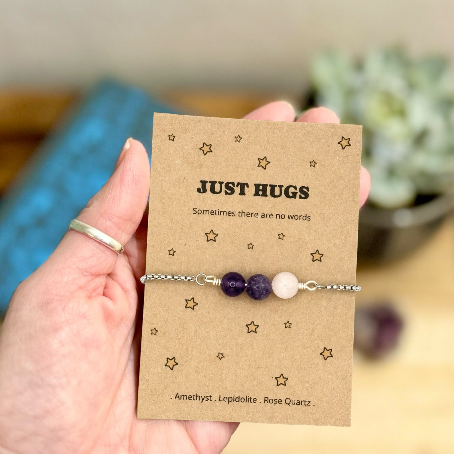 Just Hugs Friendship Bracelet, Thinking of You Crystal Wish Bracelet, Sympathy Support Gift, Emotional Care Gift for Her