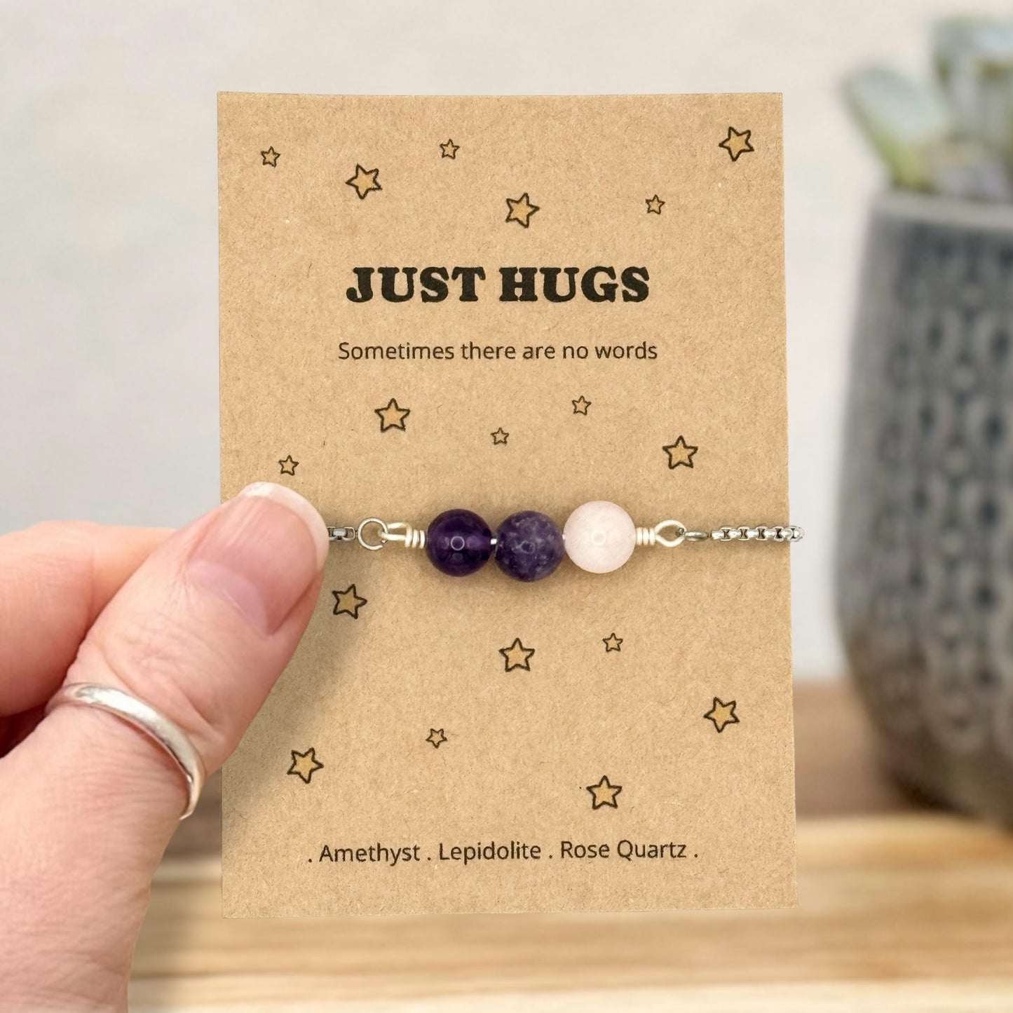 Just Hugs Friendship Bracelet, Thinking of You Crystal Wish Bracelet, Sympathy Support Gift, Emotional Care Gift for Her