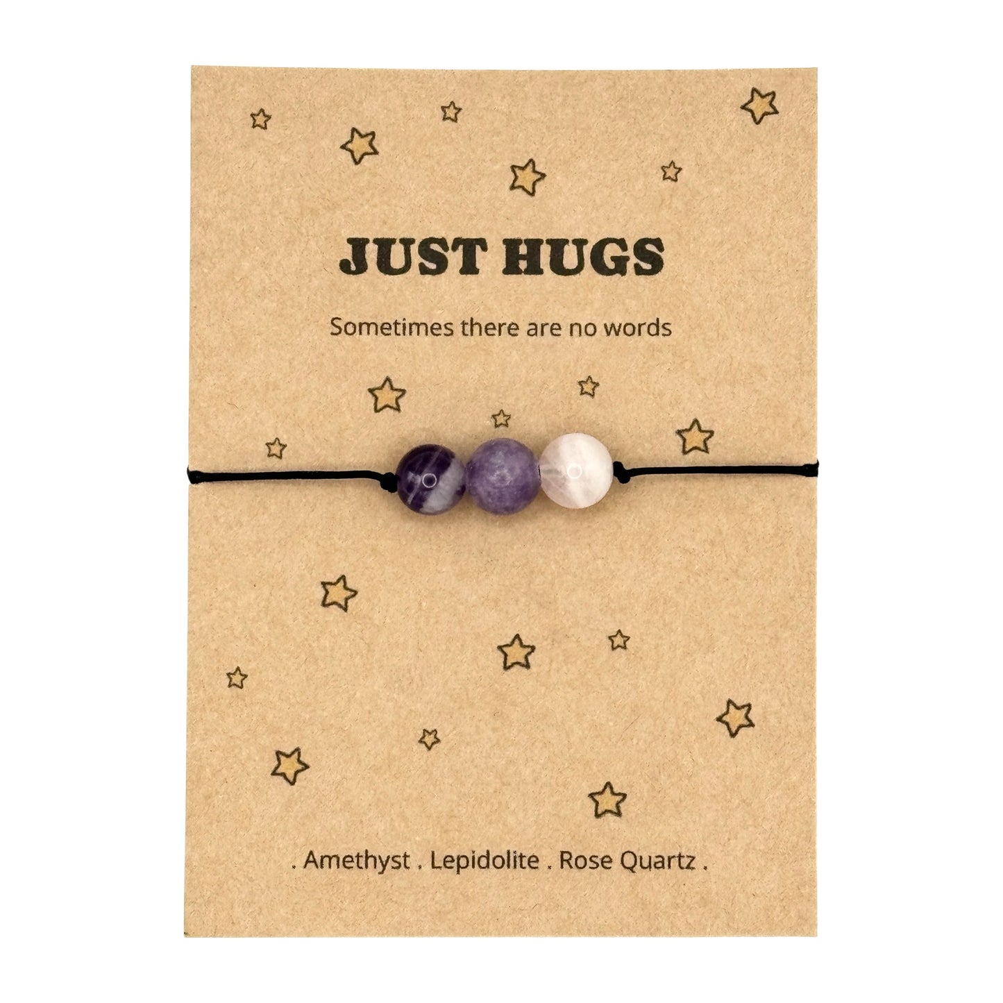 Personalised Just Hugs Crystal Bracelet Card, Thinking Of You Gift, Bereavement Support, Letterbox Comfort Gift